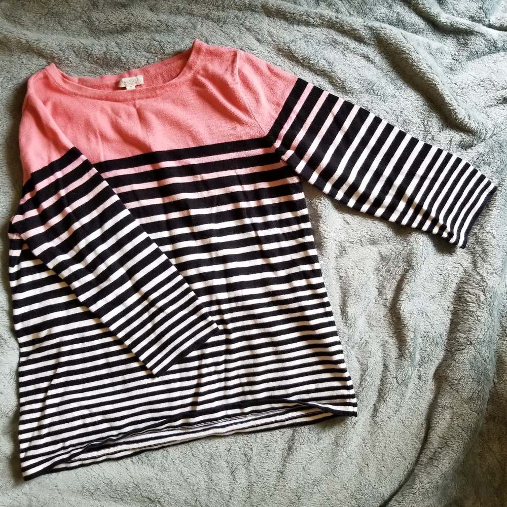 Pink to White Striped Ombré Sweater